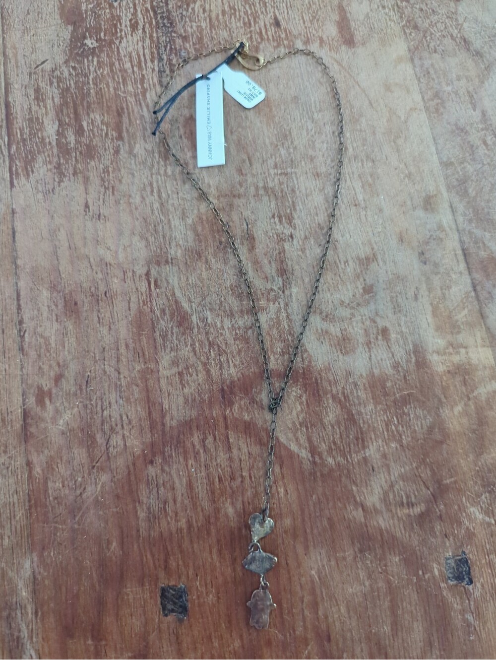 Johnny Was Charm Lariat Necklace With Heart, All-Seeing Eye, Hamsa ~ Easy Clasp
